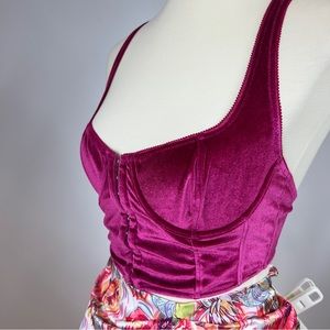 Deep Fuchsia Hook & Eye Velvet Bralette